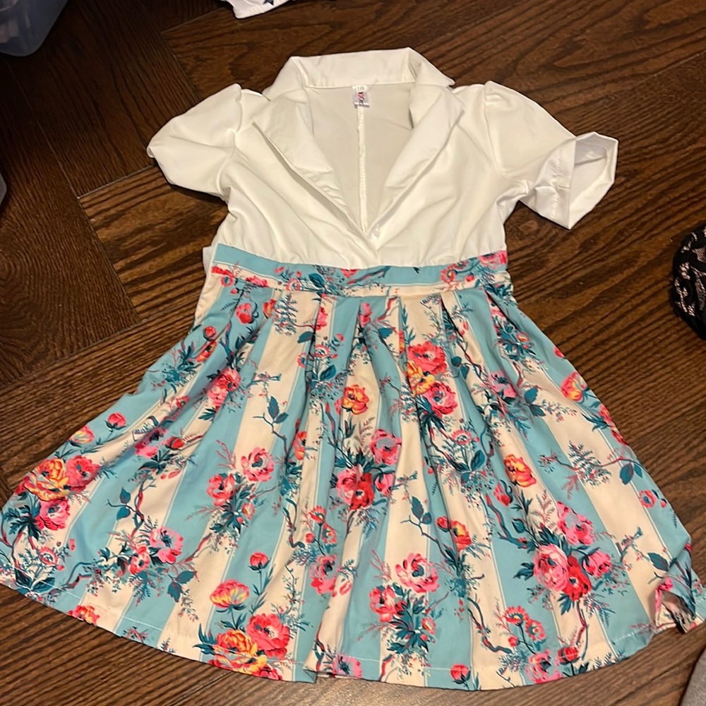 Cute dress with collar side zipper 110cm 3